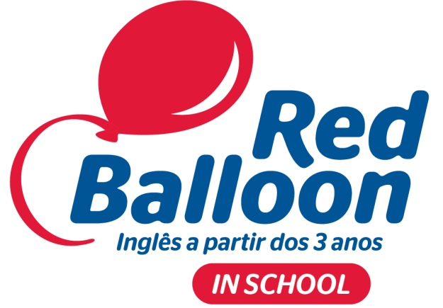 Logo do Red Balloon, com as letras em azul e um balão vermelho ao lado.